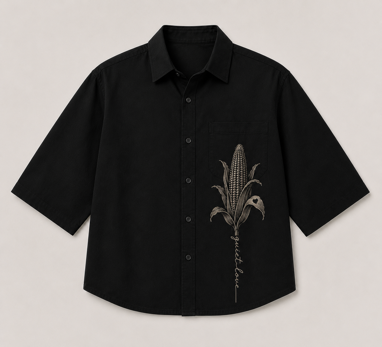 Quiet Love Oversize Paradise Cropped Button-Up