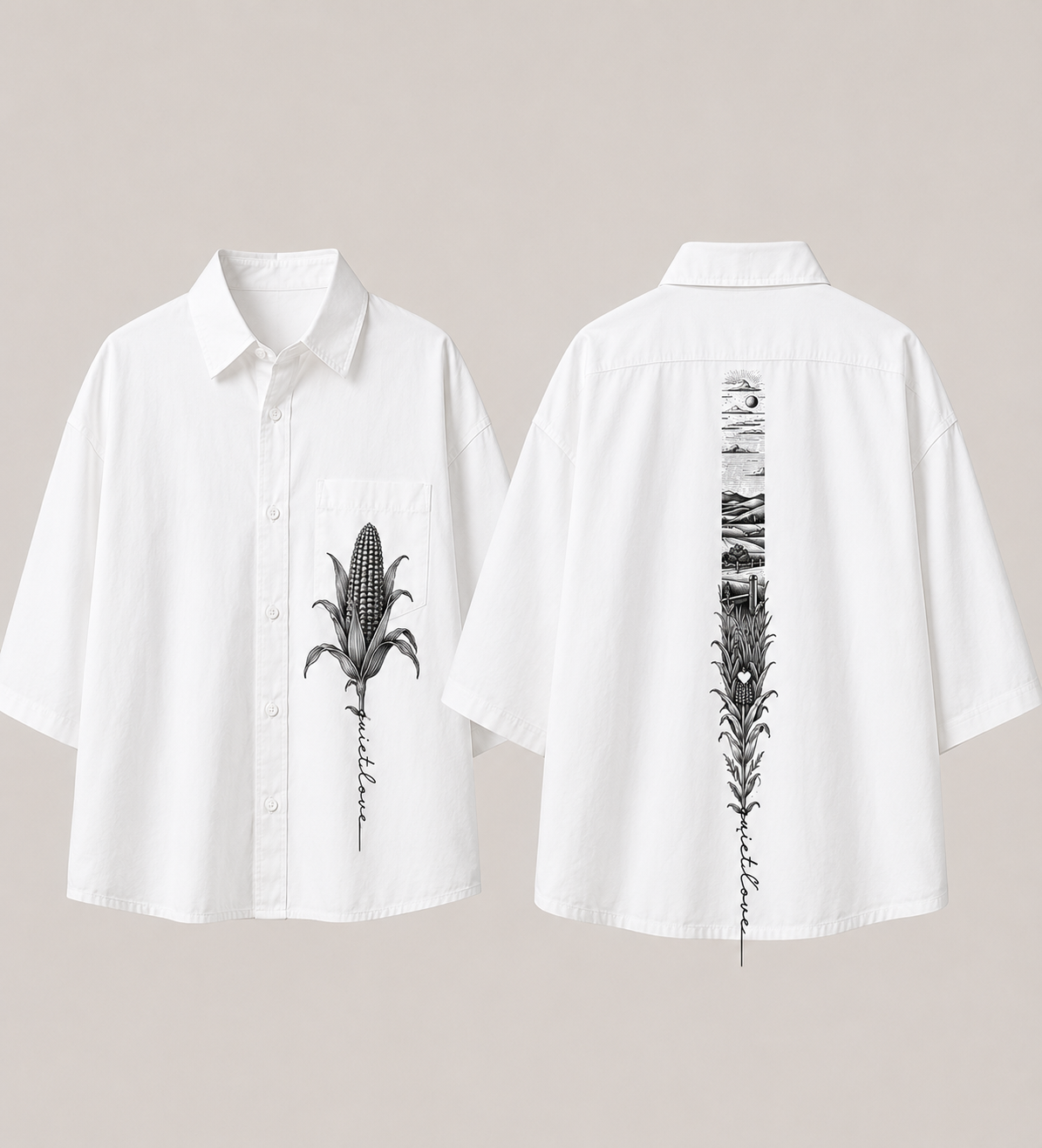 Quiet Love Oversize Paradise Cropped Button-Up
