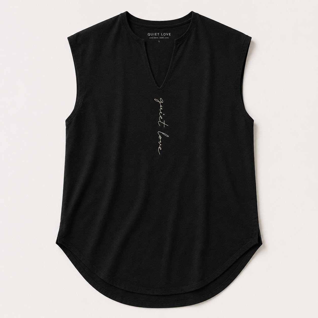 Quiet Love Sleeveless Long Cutout V-Neck Tee